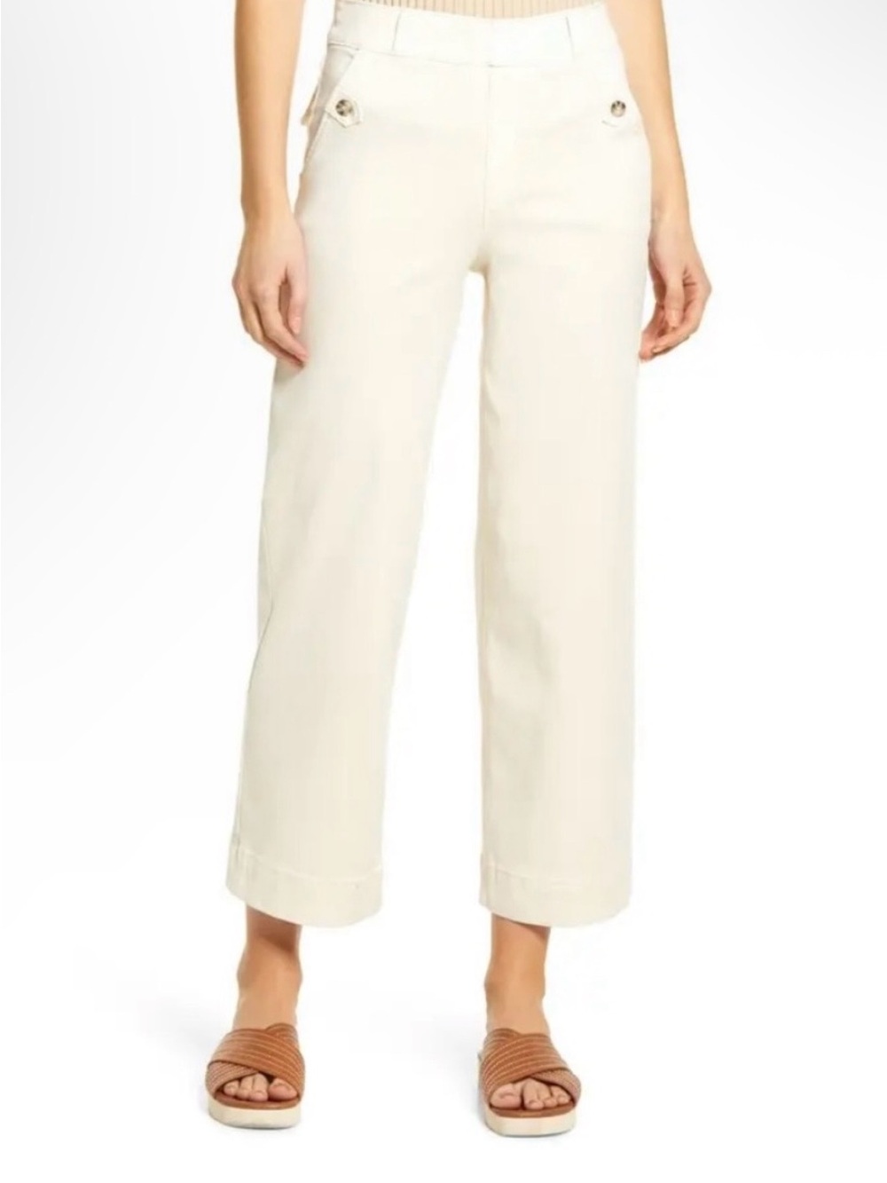 SPANX Twill Wide Leg Cropped Pants, Size L